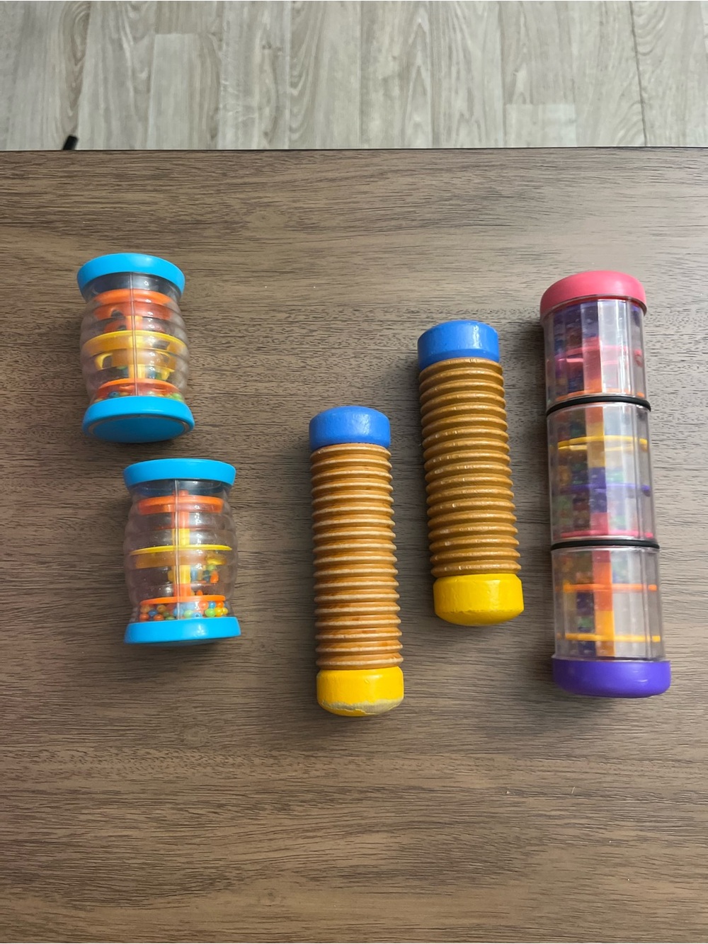 Colorful Kids Sensory Rattle Set - Blue, Yellow, Purple